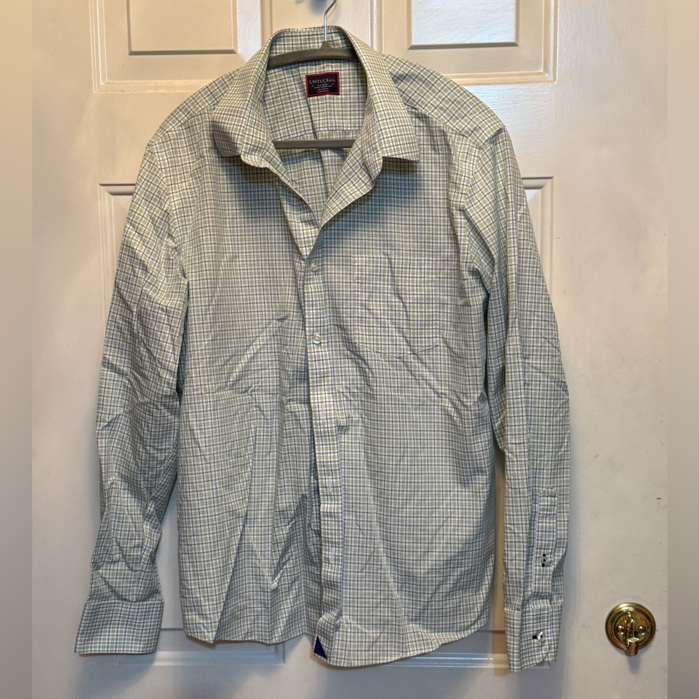 UNTUCKit Men's Blue and White Checkered Shirt